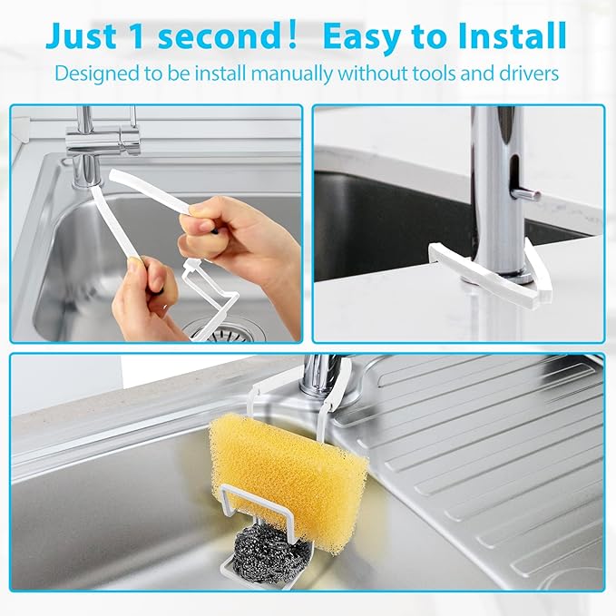 Achoulei Sink Caddy Sink Sponge Holder - Faucet Rack Shower Tray - Fix Around Faucet-kitchen sponge holder for sink Organizer