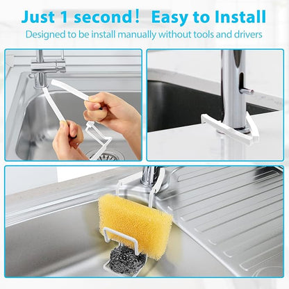 Achoulei Sink Caddy Sink Sponge Holder - Faucet Rack Shower Tray - Fix Around Faucet-kitchen sponge holder for sink Organizer