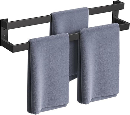 TNOMS Matte Black Double Towel Bar,32 Inch Towel Rack for Bathroom Stainless Steel Towel Holder Wall-Mounted Bathroom Hardware Accessories