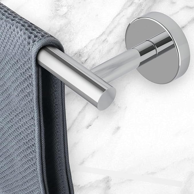 Newfun 10Pcs Polished Chrome Bathroom Hardware Set - Includes 24&18inch Towel Bar, Robe Hook, Toilet Paper Holder, 2 Pack 5 Piece Bathroom Accessories Set Stainless Steel Wall Mounted
