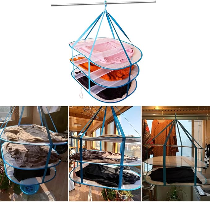 Large Folding Laundry Drying Rack, Clothes Drying Rack, Portable Sweater Drying Rack, Mesh Hanging air Dryer, Lay fold Flat Dry Hanger for Indoor Outdoor, Delicates, Towel, Socks,Swimsuit
