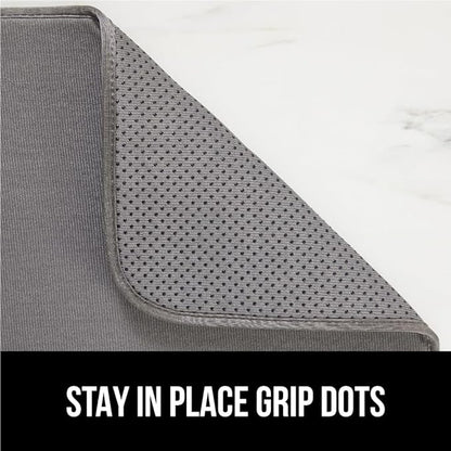 GORILLA GRIP Ultra Water Absorbent Microfiber Dish Drying Mat 2 Pack, Quick Dry Thick Mesh, Slip Resistant Pad for Sink Dishes or Under Rack, Kitchen Counter Accessories, Machine Wash, 18x16, Gray