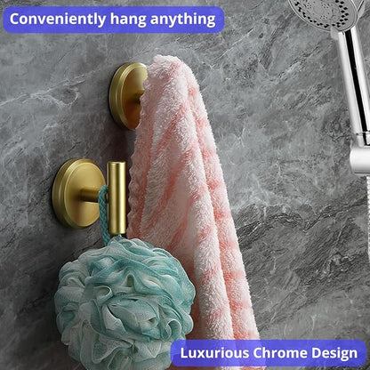 HOME SO Suction Cup Hooks T Shape (2 or 4 Pack) (Brushed Gold, 2, Count)