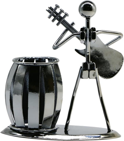 Pen Holder for Desk, Guitar Style Pencil Holder for Men Gifts, Cute Metal Pen Cup for Office Decor Desktop Organizer Desk Accessories
