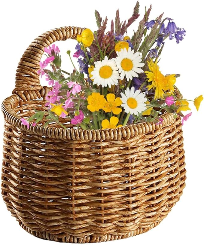 Decorative Woven Garlic Basket Wall-mounted Storage Container for Ginger Onion and Eggs Rustic Kitchen Organizer for Home Decor and Vegetable Storage