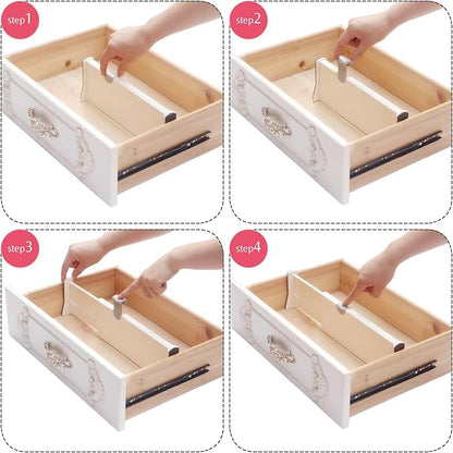 DIOMMELL 12 Pack Adjustable Dresser Drawer Dividers Organizers, Plastic Expandable Drawer Organization Separators for Kitchen, Bedroom, Closet, Bathroom and Office Drawers White 12PCS-Large