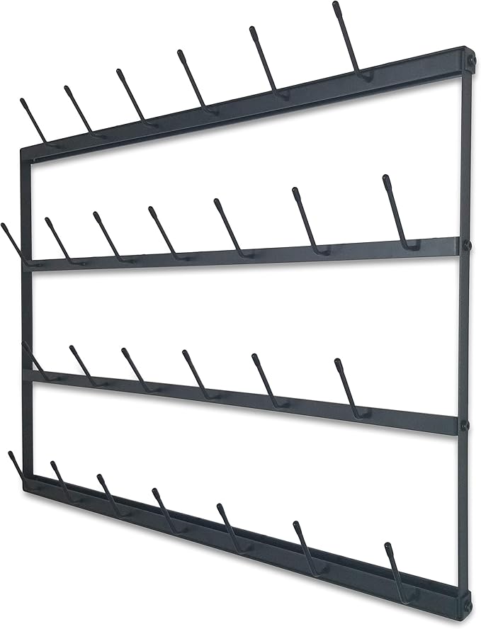 Claimed Corner Mug Rack with Sturdy Steel Frame, Matte Black Finish, Removable Rubber Caps, Wall Mounted (Horizontal 34" x 23.5")