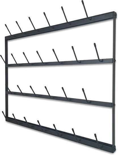 Claimed Corner Mug Rack with Sturdy Steel Frame, Matte Black Finish, Removable Rubber Caps, Wall Mounted (Horizontal 34" x 23.5")