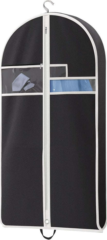 Garment Bags for Travel and Closet Storage with Zipper Pocket, Heavy Duty Waterproof Hanging Suit Bag with Handles for Suits, Coats, Jackets, Shirts, 43 inch
