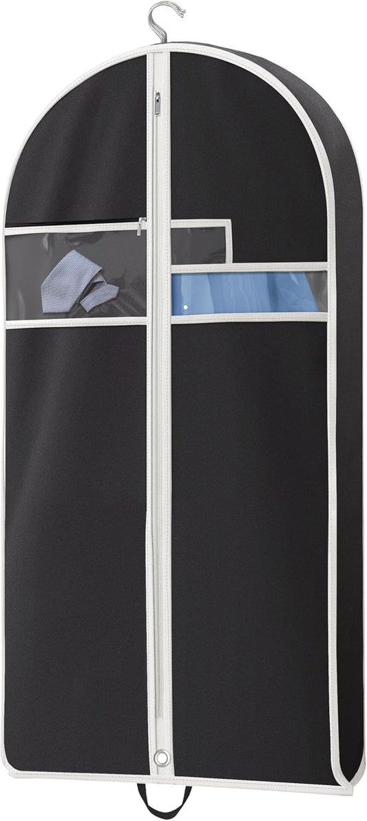 Garment Bags for Travel and Closet Storage with Zipper Pocket, Heavy Duty Waterproof Hanging Suit Bag with Handles for Suits, Coats, Jackets, Shirts, 43 inch