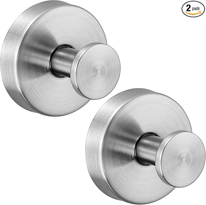 Supopular Reusable Heavy Duty Suction Cup Hooks for Kitchen/Bathroom/Shower - Wet-Proof Hooks for Towels, Robes, Loofah&Wreaths/No Drill Mounting on Glass, Tile, Metal (2, Brushed Nickel)