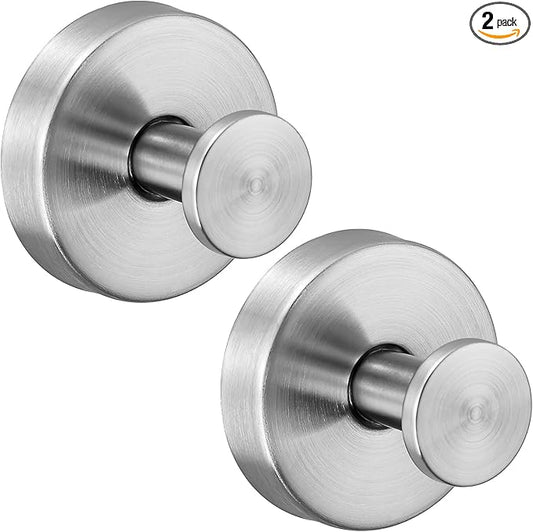 Supopular Reusable Heavy Duty Suction Cup Hooks for Kitchen/Bathroom/Shower - Wet-Proof Hooks for Towels, Robes, Loofah&Wreaths/No Drill Mounting on Glass, Tile, Metal (2, Brushed Nickel)