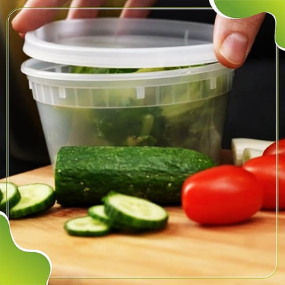 QUIDDITY WARE Deli Containers with Lids Leakproof - 50 Pack BPA-Free Plastic Microwaveable Clear Food Storage Container Premium Heavy-Duty Quality, Freezer & Dishwasher Safe (50 Set Combo).
