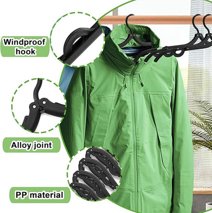 24 PCS Travel Hangers,Portable Folding Clothes Hanger,Travel Accessories Foldable Travel Hangers with Clips,Foldable Clothes Drying Rack for Travel,Black Plastic Non Slip Clothing Hangers