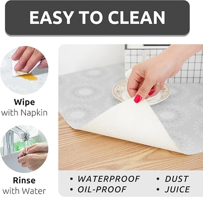 12X120 Inch Shelf Liner for Kitchen Cabinets, PVC Drawer Liner for Dresser Non-Slip Bathroom, Non-Adhesive Cabinet Liner Washable (White Circle)(1 Roll)