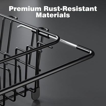 jouzevic Dish Drying Rack in Sink: Expandable, 3-Slot Utensil Holder, Anti-Slip Handle. Small Dish Rack: Ideal for Small Households. Kitchen Drying Rack: Black