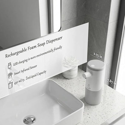 WEALTHYHEART Automatic Soap Dispenser Touchless 15.2oz with Smart Sensor, USB Rechargeable, Hands Free Soap Dispenser for Bathroom & Kitchen