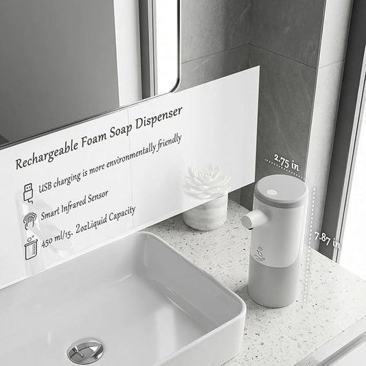WEALTHYHEART Automatic Soap Dispenser Touchless 15.2oz with Smart Sensor, USB Rechargeable, Hands Free Soap Dispenser for Bathroom & Kitchen