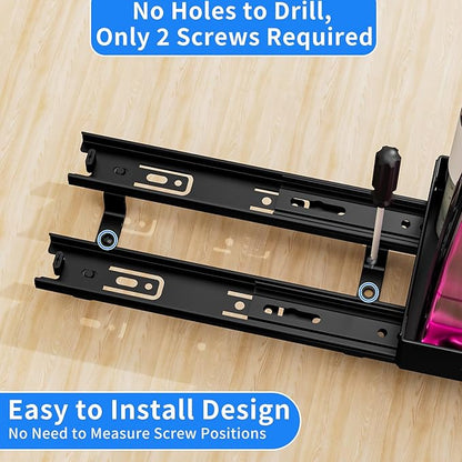Pull Out Spice Rack Organizer for Cabinet, Heavy Duty Spice Organizer for Cabinet, Vertical Spice Rack for Kitchen, Cabinet, Pantry, Cupboard (4.2''Wx10.5''Dx2.8''H, Metal Black)