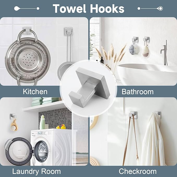 TNOMS Brushed Nickel 10-Piece Bathroom Hardware Accessories Set-Towel Bar & Holder Set for Bathroom,SUS304 Stainless Steel Bathroom Accessories Set Wall Mounted,16-Inch