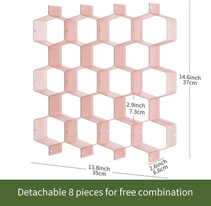 Honeycomb Separator Adjustable Drawer Organizer Divider for Underwear Belt-Scarf Socks Organizer (Pink(1pc))
