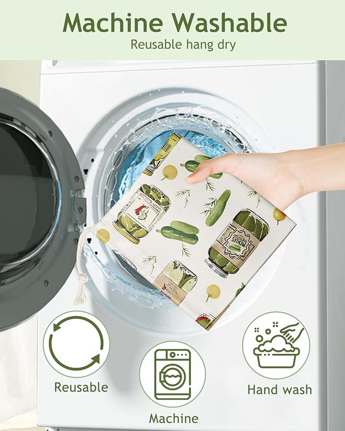 Plastic Bag Holder Organizer - 1 Pack Reusable Canvas Grocery Bags Holder Hanging Wall Cute Aesthetic Shopping Bag Storage Dispenser with Drawstring Closure for Kitchen Home, Canned