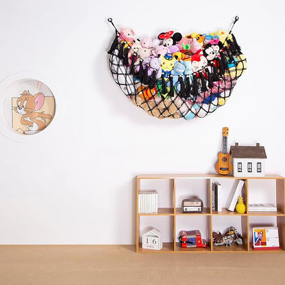 Large Stuffed Animal Net or Hammock Macrame Toy Display Plush Toy Holder Wall Hanging Net for Stuffed Animal Storage_Black