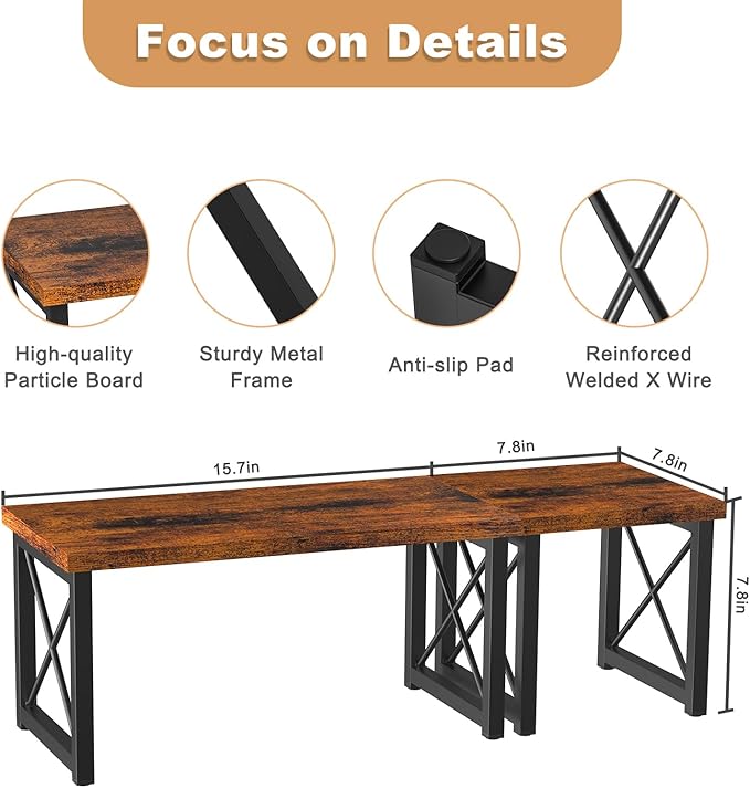 Desk Shelf, 2 Tier Wood Desktop Bookshelf, Adjustable Freestanding Stackable Desk Organizer, Desktop Shelf Organizer Storage Rack, Desk Display Rack for Office, Home, Rustic