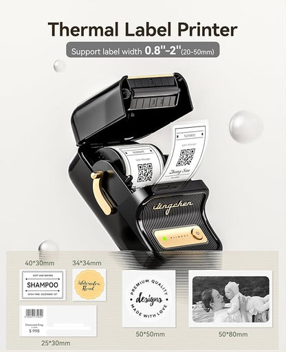 NIIMBOT B21 Label Maker Inkless Bluetooth Label Printer, 2 Inch Portable Thermal Sticker Maker for Small Business, Address, Logo, Clothing, Mailing, Candles, Jewelry, Sticker Printer for Gift, Black