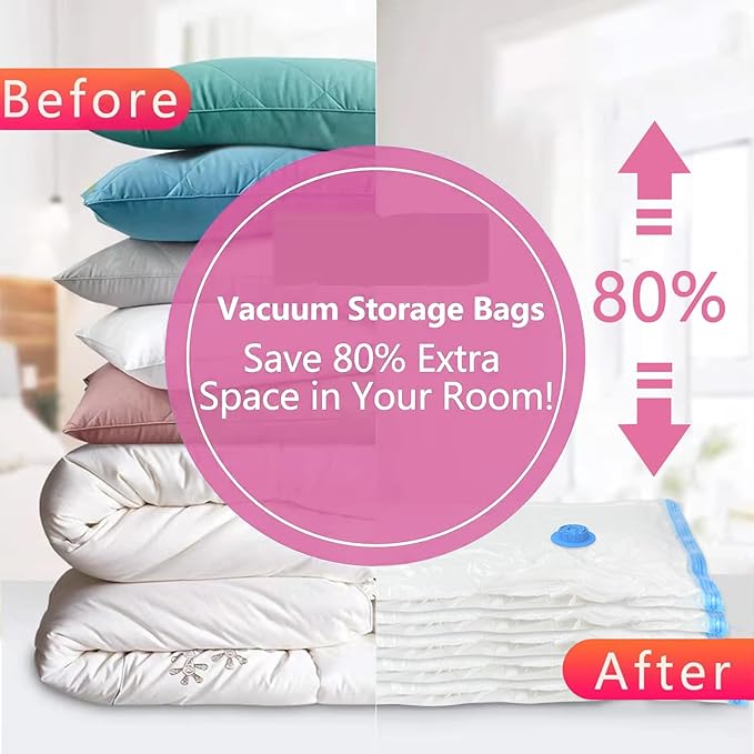 B365 Vacuum Storage Bags with Electric Pump, 12 Pack (3 Jumbo, 3 Large, 3 Medium, 3 Small) Vacuum Seal Bags for Clothes, Bedding, Mattress, Blankets, Travel