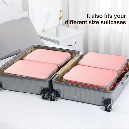 DIMJ Clothes Storage Bag 8 Pack, 19L Compression Storage Bags for Blanket, Sweater, Jacket, Closet, Sheet Storage Organizer with Window Handle, Space Saver Storage Bags with Zipper, Pink