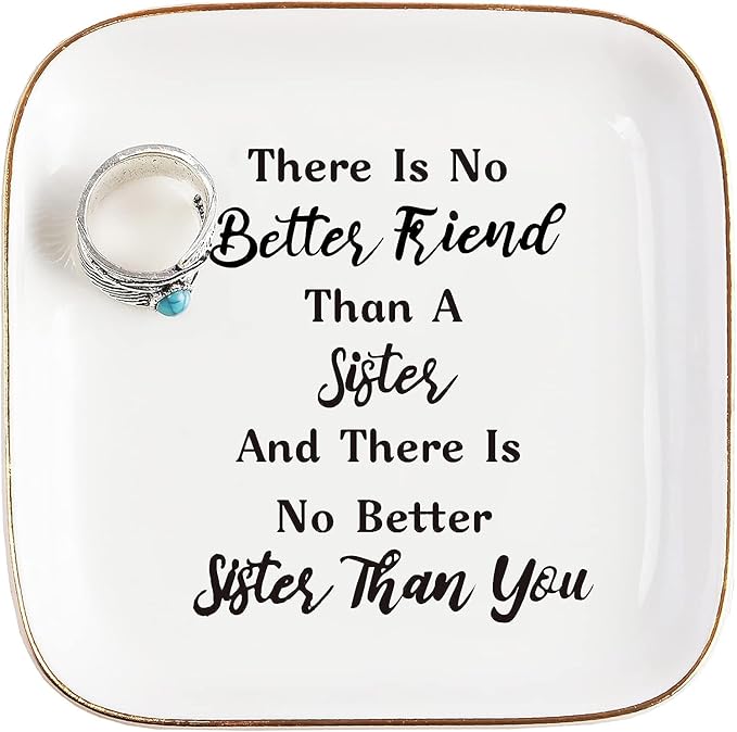 PUDDING CABIN Sister Gifts: Christmas Basket Jewelry Dish Set, Birthday & Mother's Day Gifts for Sisters