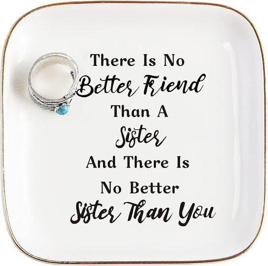 PUDDING CABIN Sister Gifts: Christmas Basket Jewelry Dish Set, Birthday & Mother's Day Gifts for Sisters