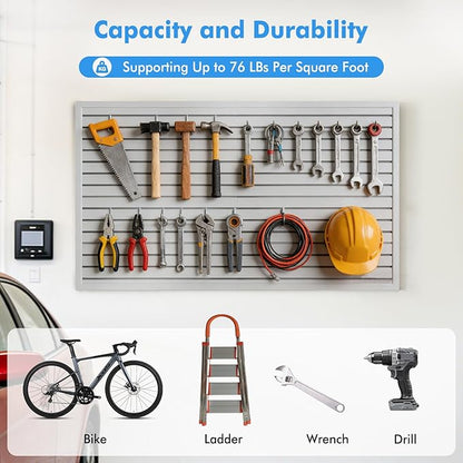 [8x4 Ft²] PVC Slat Wall Paneling, Adjustable Slatwall Panels with Coupling Structure, Slatted Wall Panel System with Customizable Storage Options, DIY Cutting & Easy-to-Install Slatwall Board Shelves