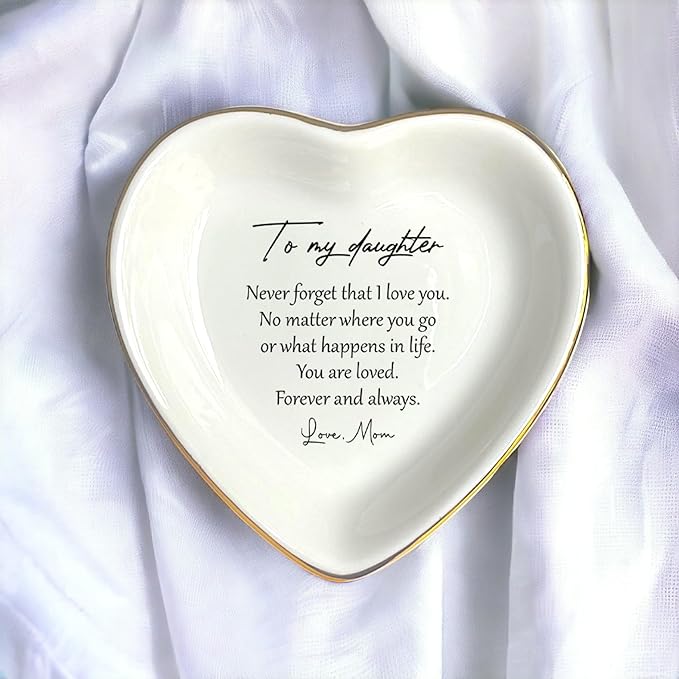 HatafaFurni To My Daughter Gift, Ceramic Ring Dish For Girl Bride From Mom, Jewelry Dish, Jewelry Holder, Trinket Tray, Birthday Gift, Daughter Present, Wedding Gift, Mother And Daughter Gifts