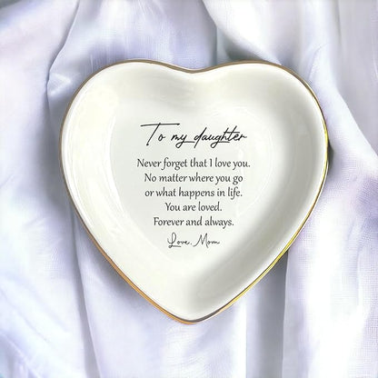 HatafaFurni To My Daughter Gift, Ceramic Ring Dish For Girl Bride From Mom, Jewelry Dish, Jewelry Holder, Trinket Tray, Birthday Gift, Daughter Present, Wedding Gift, Mother And Daughter Gifts