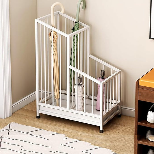 Indoor Metal Umbrella Stand，Umbrella Storage，Tall Metal Standing Umbrella Holder，Umbrella Holder for entryway，for Hotel，Offices，Home，Commercial(White,40 * 25 * 62cm/16 * 8 * 24.4in)