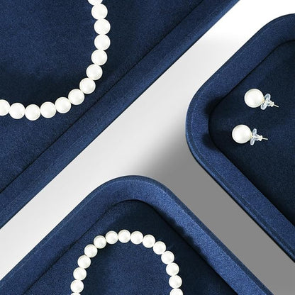 Yinbeini Jewelry Display, Microfiber Valet Tray,Luxury Jewelry Drawer Organizer,Premium Flat Tray,Blue Jewelry Tray