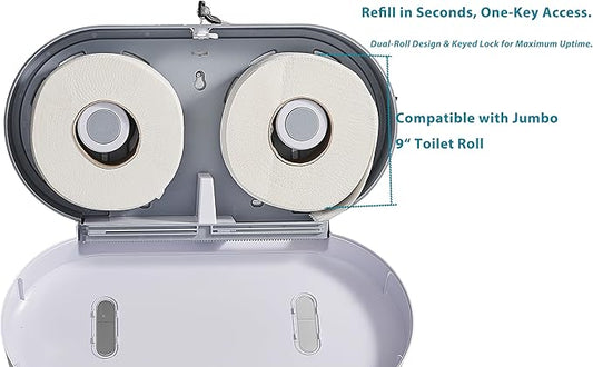 Toilet Paper Towel Roll Dispenser - Horizontal Modunful Wall Mount Jumbo Double Roll Paper Holder White