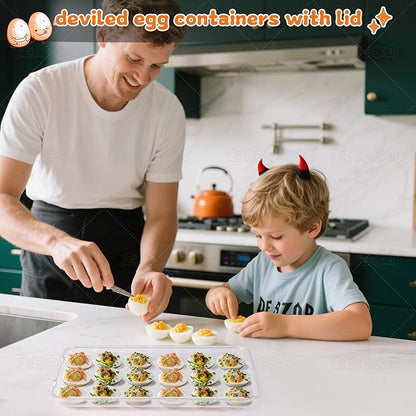 Egg holder for fridge - deviled egg containers with lid, Clear Stackable Plastic Egg Holder, Space-Saving 18 Egg refrigerator Organizer (Clear, Pack of 01)