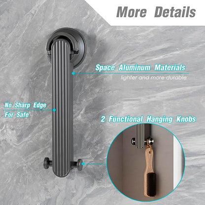 Foldaway Clothes Wall Mounted Drying Rack with Suction Cup,All Metal in Space Aluminum, Foldable, Retractable, Portable for Laundry (Grey)