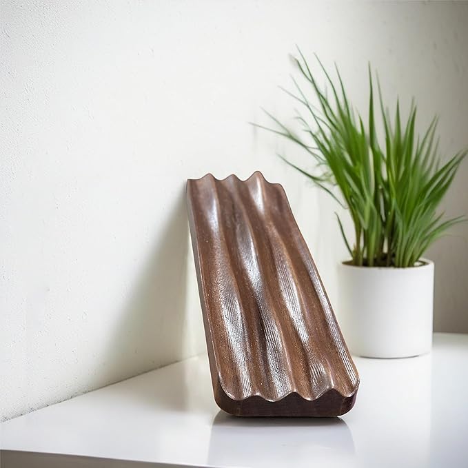 Pen holder Organizer of Office desks, Walnut Desk Pen Stand with 4 Compartments, Wave Pen Tray Office Accessory, Teacher Gifts, Suitable for School, Home, Office Desktop Office Art Accessories