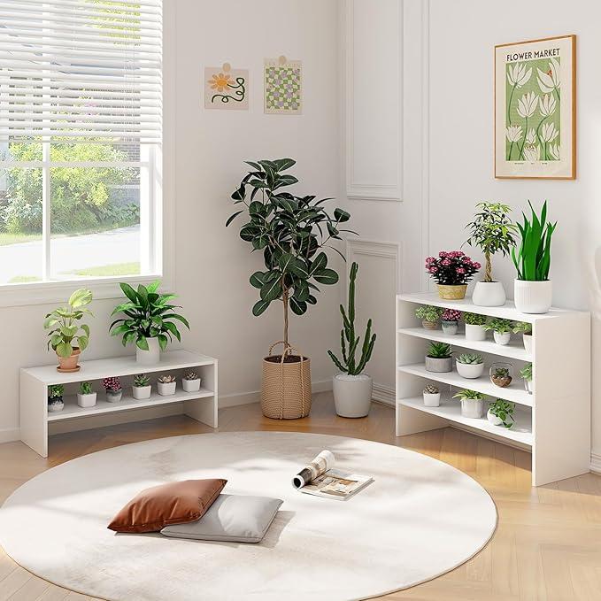 COSTWAY White Shoe Rack, 6-Tier Stackable Shoe Shelf for Closet, 31" Freestanding Extra Wide Storage Shoe Stand for Small Space Entryway Hallway Closet (2, White)