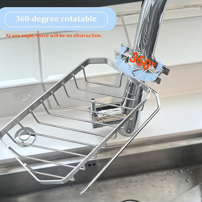 OSOVGO Sink Sponge Holder, Soap Holder Shower, Sink Drying Rack, Soap Container, Bathroom Organizers, Sponge Caddy, Kitchen Organization and Storage, Kitchen Rack, Bathtub Organizer (ROUND LEFT)