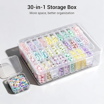 Bead Organizer Box, 30 Pcs Small Beads Storage with 84 Label Stickers, Clear Plastic Small Containers for Jewelry Making, Diamond Painting, DIY Art Crafts, Bracelet Making, Nail Rhinestones, Seeds
