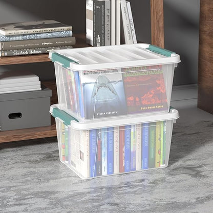 Guankan 20 Quart Clear Storage Box, Set of 6 Plastic Latching Bins with Lids