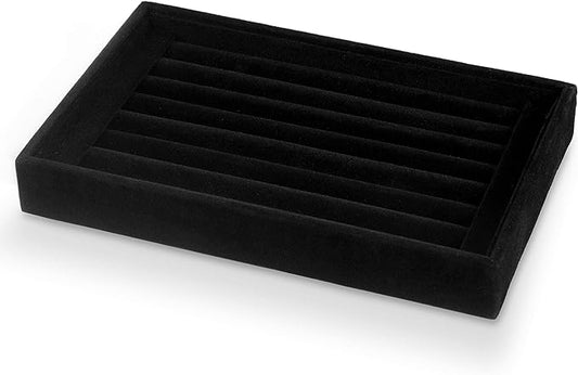 Valyria Velvet 7 Slots Ring Earrings Trays Showcase Display Jewelry Organizer VA003 (Black)