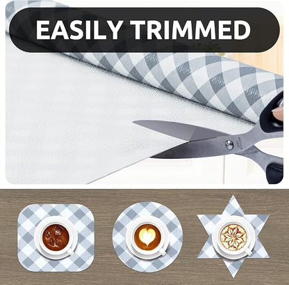 RAY STAR 12X120 Inch Shelf Liner for Kitchen Cabinets, Non-Adhesive Cabinet Liner Washable, PVC Drawer Liner for Dresser Non-Slip Bathroom (Plaid)(4 Roll)