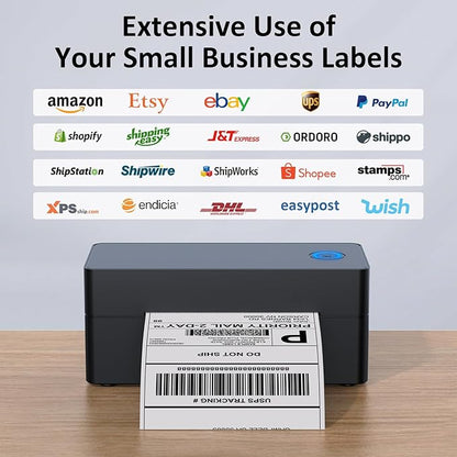 Shipping Label Printer, 4x6 Bluetooth Thermal Label Printer for Shipping Packages Small Business Mailing, Support iOS, Android, Mac, Windows, Chrome, Used for UPS, USPS, Ebay, Etsy, Amazon, Navy Blue