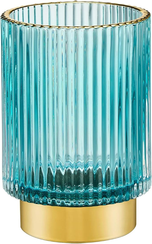 LEICURACE Makeup Brush Holder Organizer,Toothbrush Holders,Desk Pen Pencil Holder,Multifunctional Vintage Glass Brush Cup(A3-23-US)